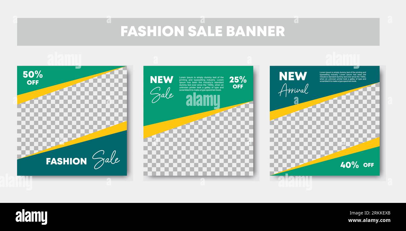 3 minimalist slides summer sale and fashion collection modern social media banner template bundle. New arrival promotion brand fashion. Vector for sal Stock Vector