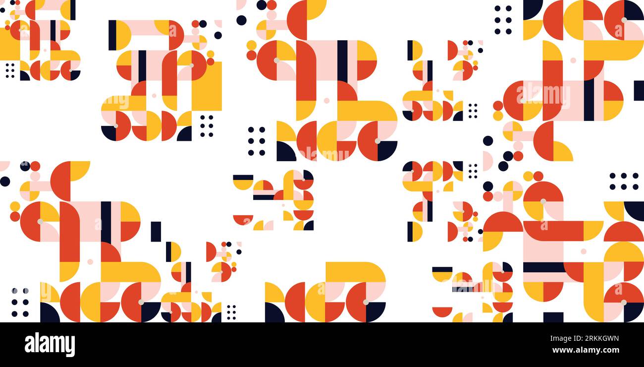 Abstract geometric mural colorful seamless pattern in Bauhaus style. pattern design Stock Vector
