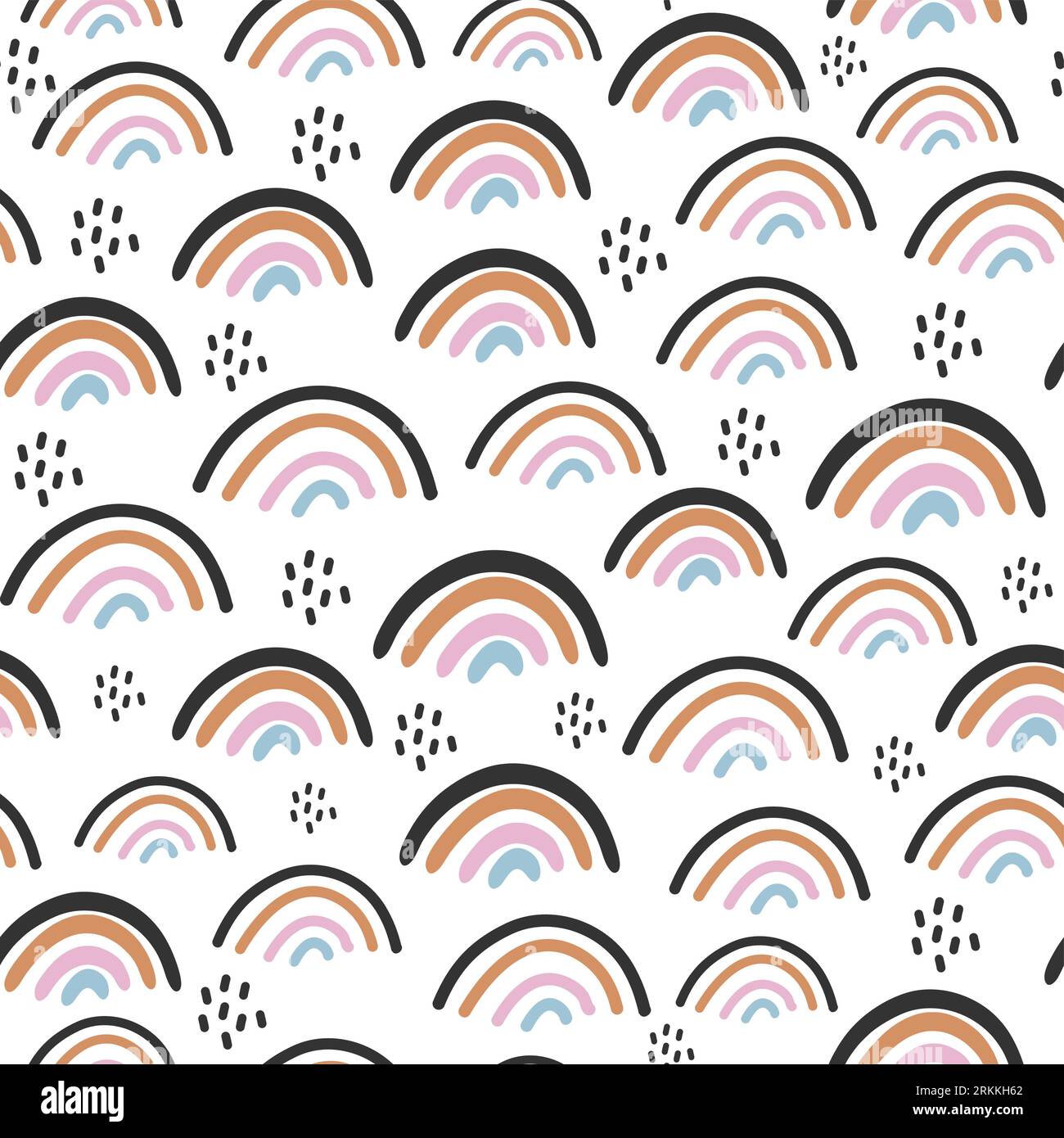 Seamless pattern of cute rainbow isolated on white background Stock ...