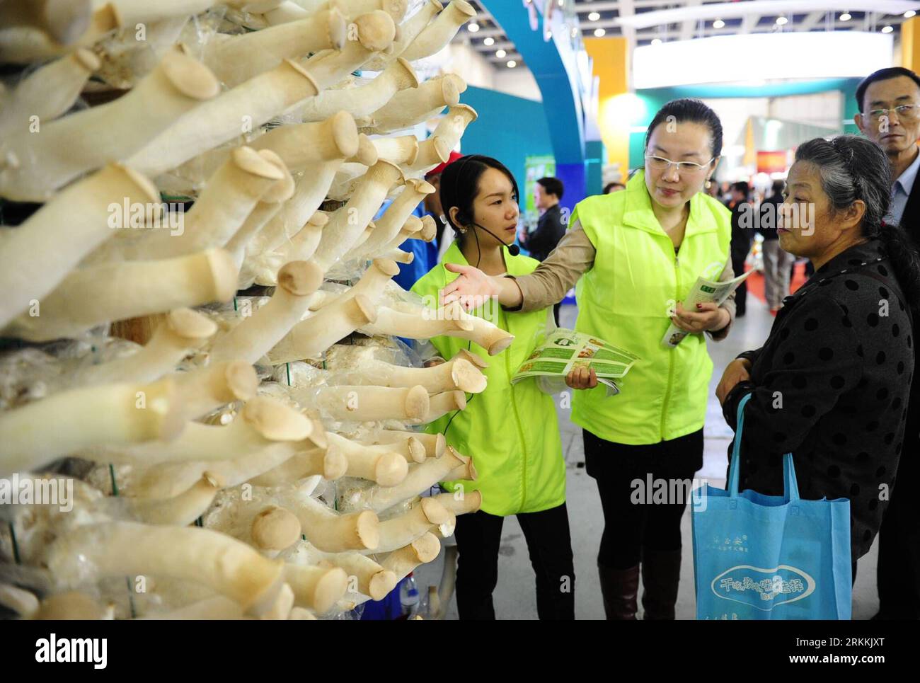 Bildnummer: 56250945  Datum: 05.11.2011  Copyright: imago/Xinhua (111105) -- WUHAN, Nov. 5, 2011 (Xinhua) -- Visitors look at mushroom during an agricultural fair in Wuhan, capital of central China s Hubei Province, Nov. 5, 2011. More than 17,000 agricultural produces from 2,300 exhibitors around the world took part in the fair starting on Saturday. (Xinhua/Ke Hao) (ry) CHINA-WUHAN-AGRICULTURE-FAIR (CN) PUBLICATIONxNOTxINxCHN Wirtschaft Messe Landwirtschaft Landwirtschaftsmesse xbs x0x 2011 quer      56250945 Date 05 11 2011 Copyright Imago XINHUA  Wuhan Nov 5 2011 XINHUA Visitors Look AT Mush Stock Photo