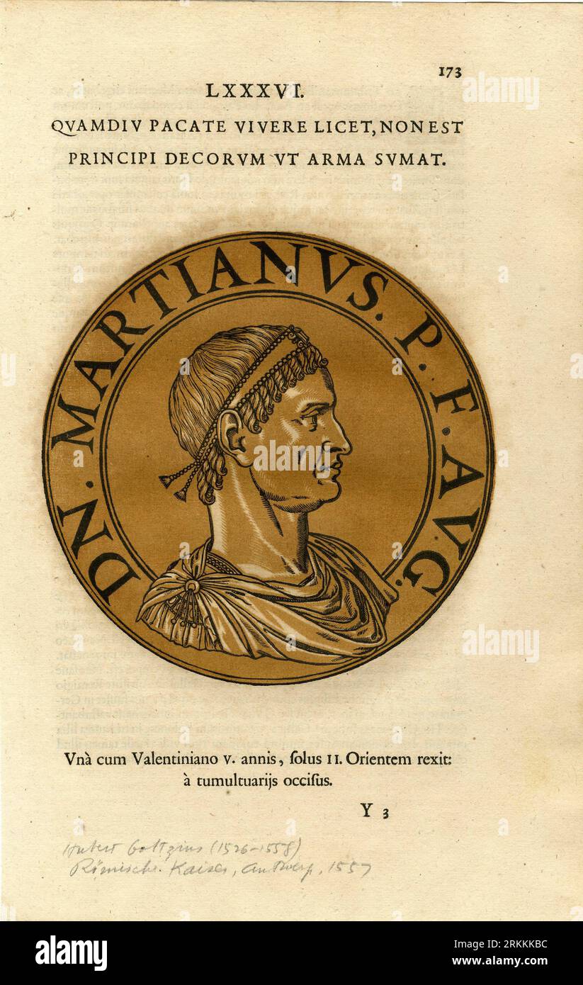 Portraits of the Roman Emperors (Icones imperatorum romanorum, ex priscis numismatibus ad vivum delineatae, & brevi narratione historica illustratae) 1645 by Hubert Goltzius Stock Photo