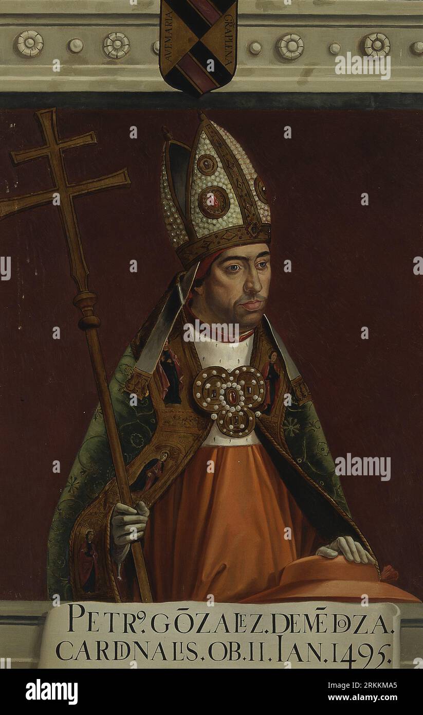 El cardenal Don Pedro González de Mendoza arzobispo de Toledo (copia) circa 1877 by Matías Moreno Stock Photo