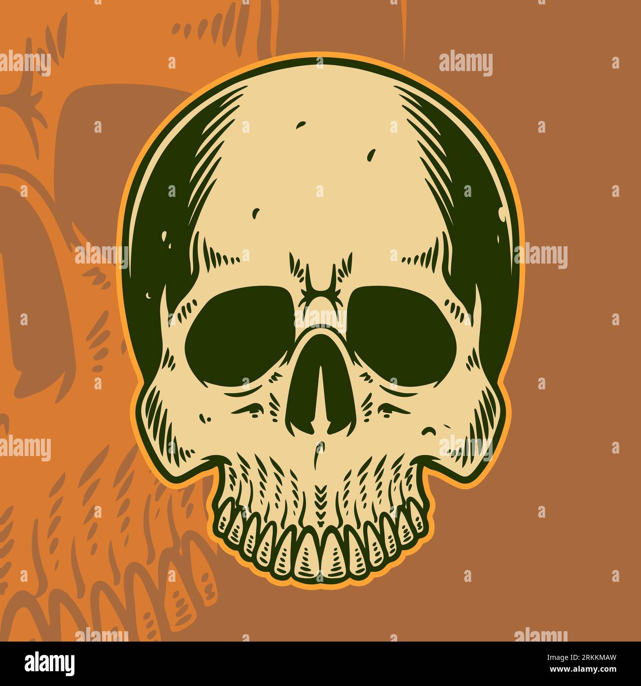 Human skull vintage style. Day of The Dead. Halloween t-shirt design graphic. Icon symbol fashion design luxury. Vector illustration Stock Vector