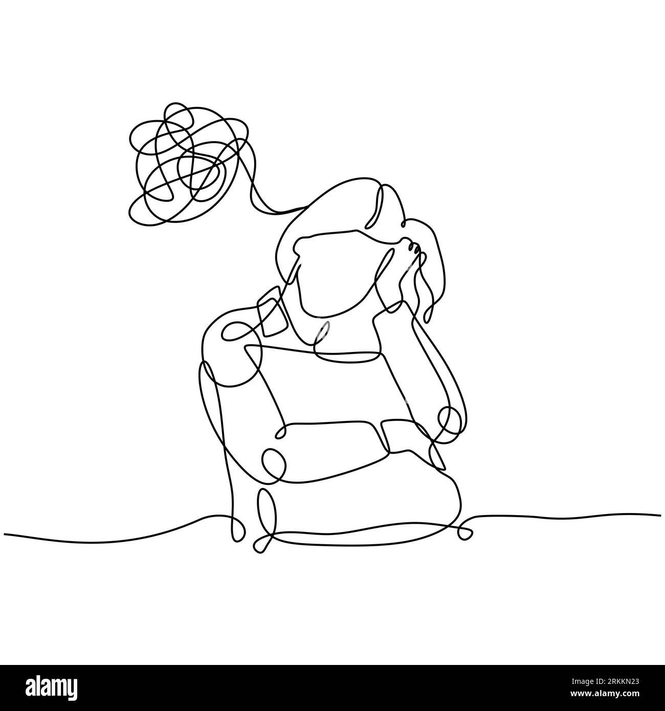 Continuous girl get headache, frustrated woman having problem with her