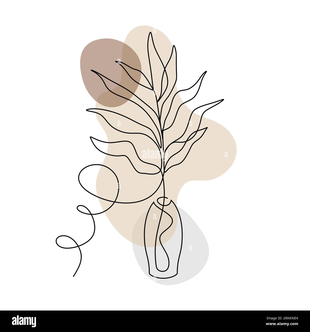 Minimalist plant continuous line drawing with boho splash color. Good for  poster and wall art trendy design Stock Vector Image & Art - Alamy