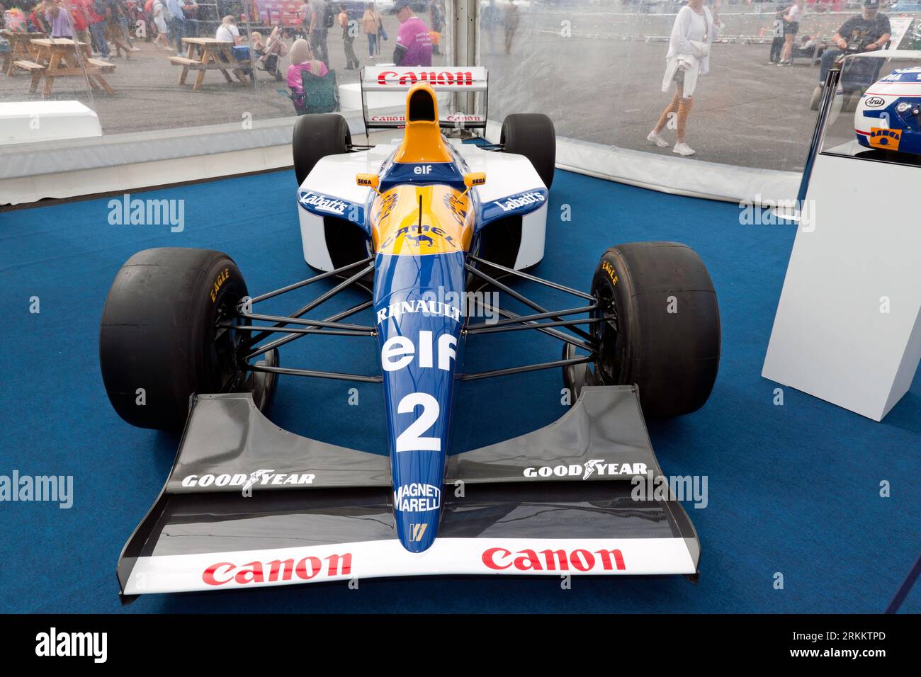 A Williams 1993, FW15C formula One Car, driven by Alan Prost, on display at the 2023 Silverstone Festival Stock Photo