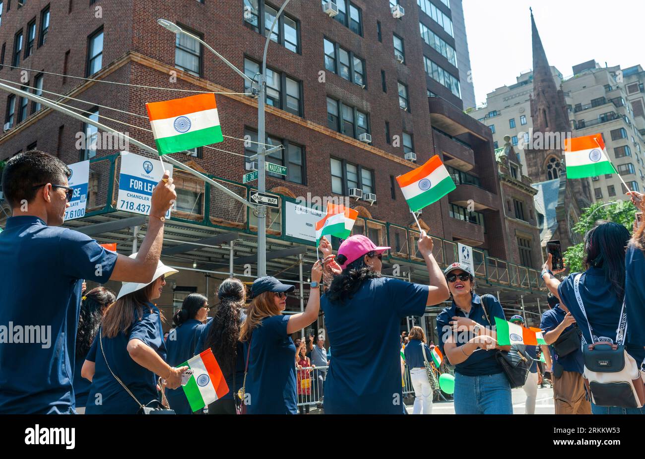 Participants at the Indian Independence Day Parade on Madison Avenue on