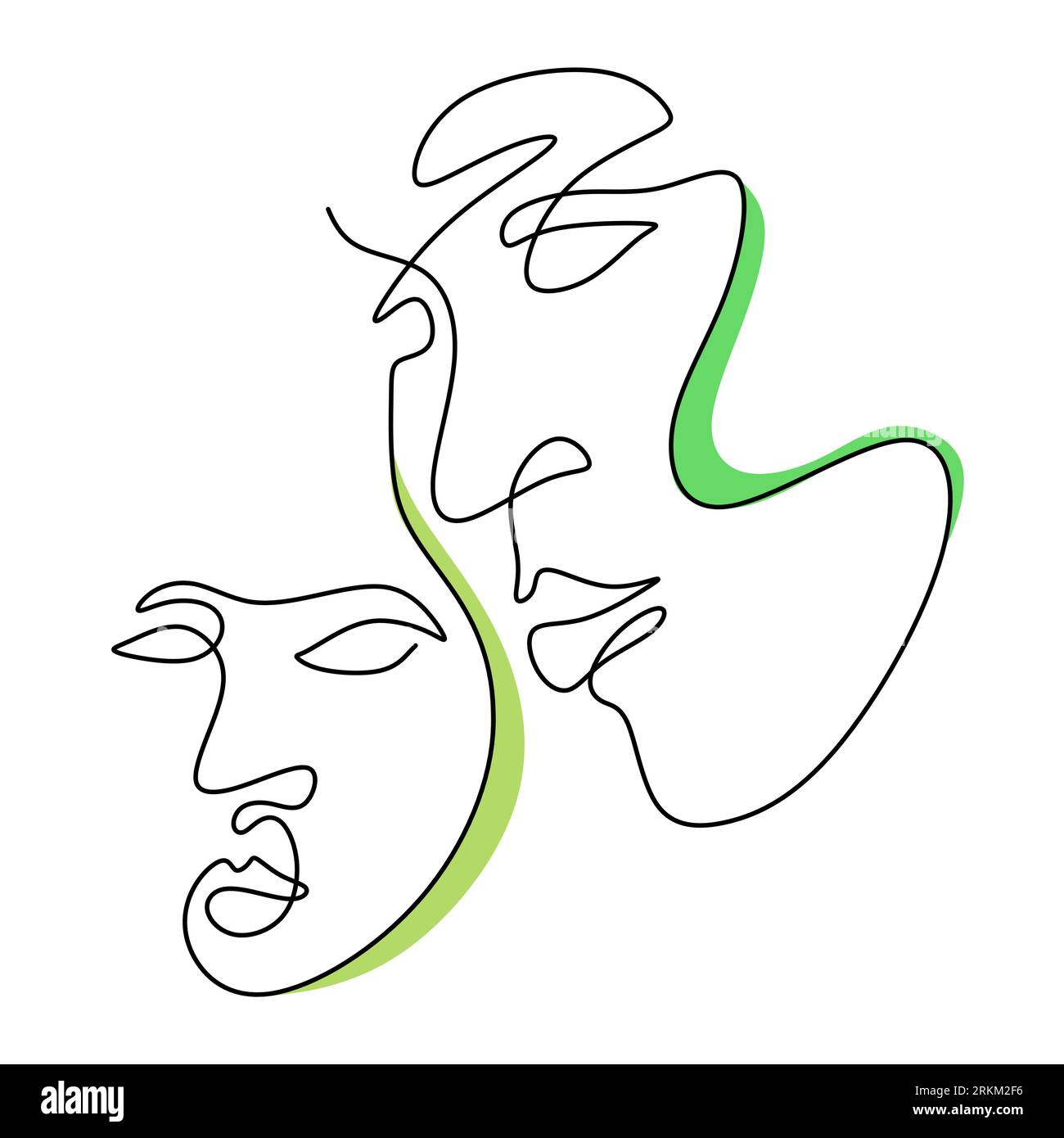 Abstract man and woman one continuous line vector drawing. surreal hand drawn sketch minimalism vector illustration. Stock Vector