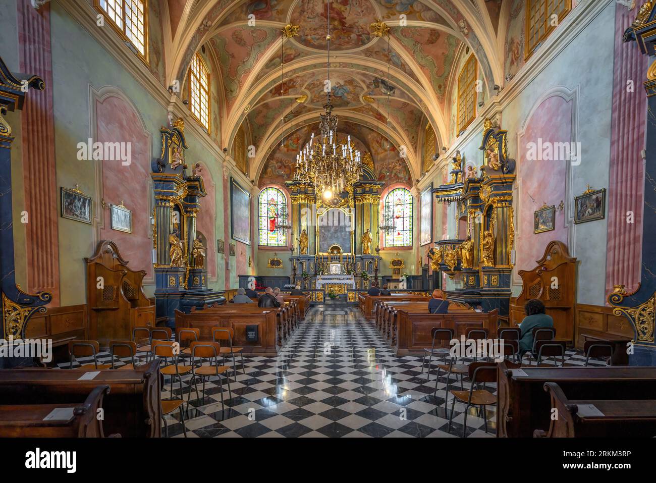 St. Barbara Church Interior - Krakow, Poland Stock Photo