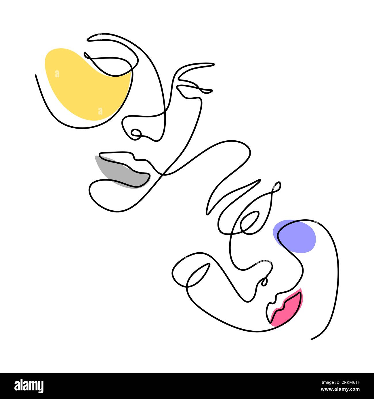 Abstract man and woman one continuous line vector drawing. surreal hand drawn sketch minimalism vector illustration. Stock Vector