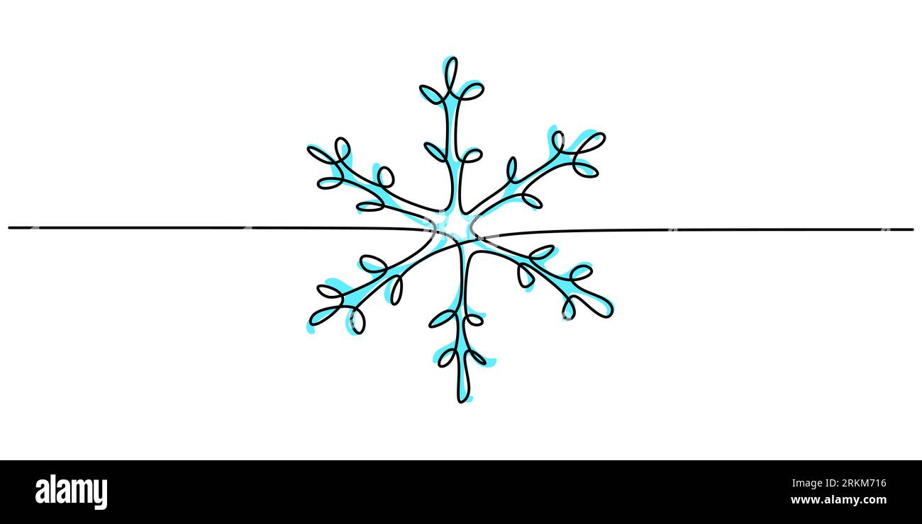 Continuous one single line of snowflake for christmas ornament ...