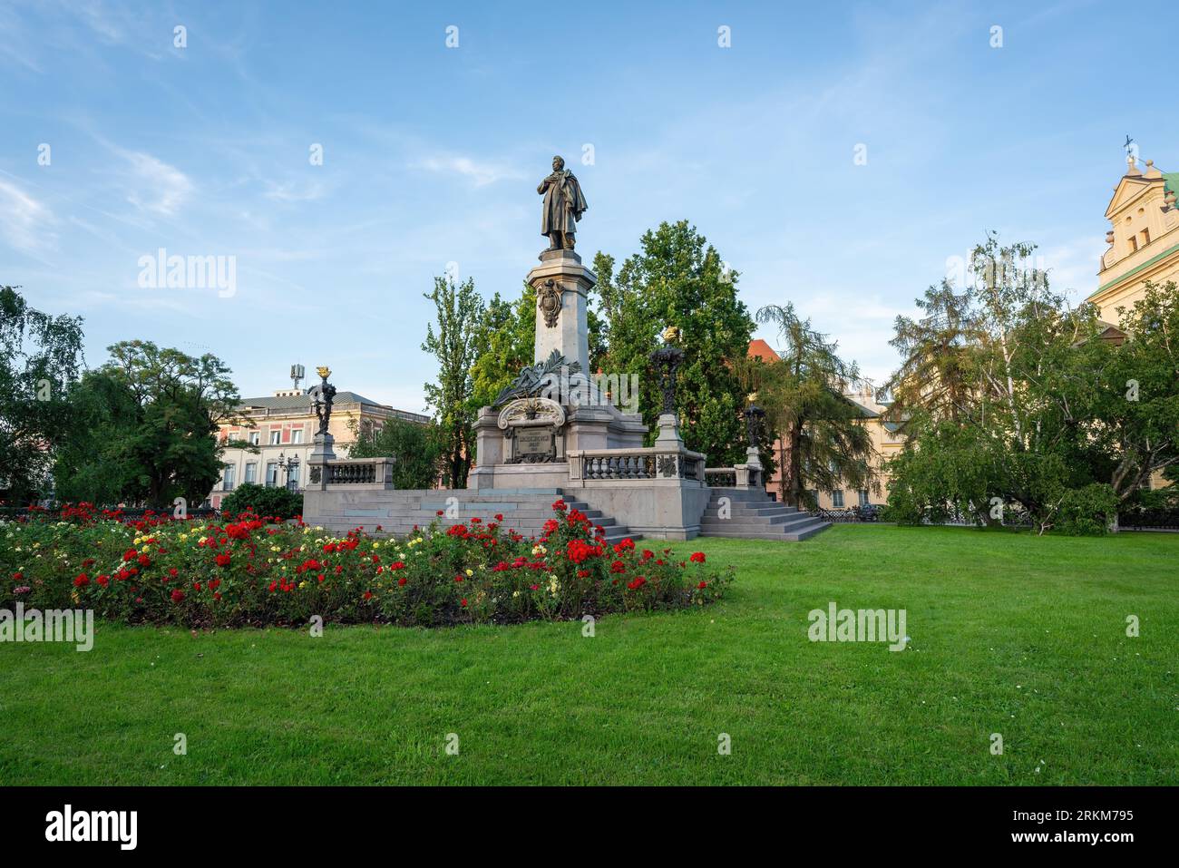 Adam Mickiewicz Monument - Warsaw, Poland Stock Photo