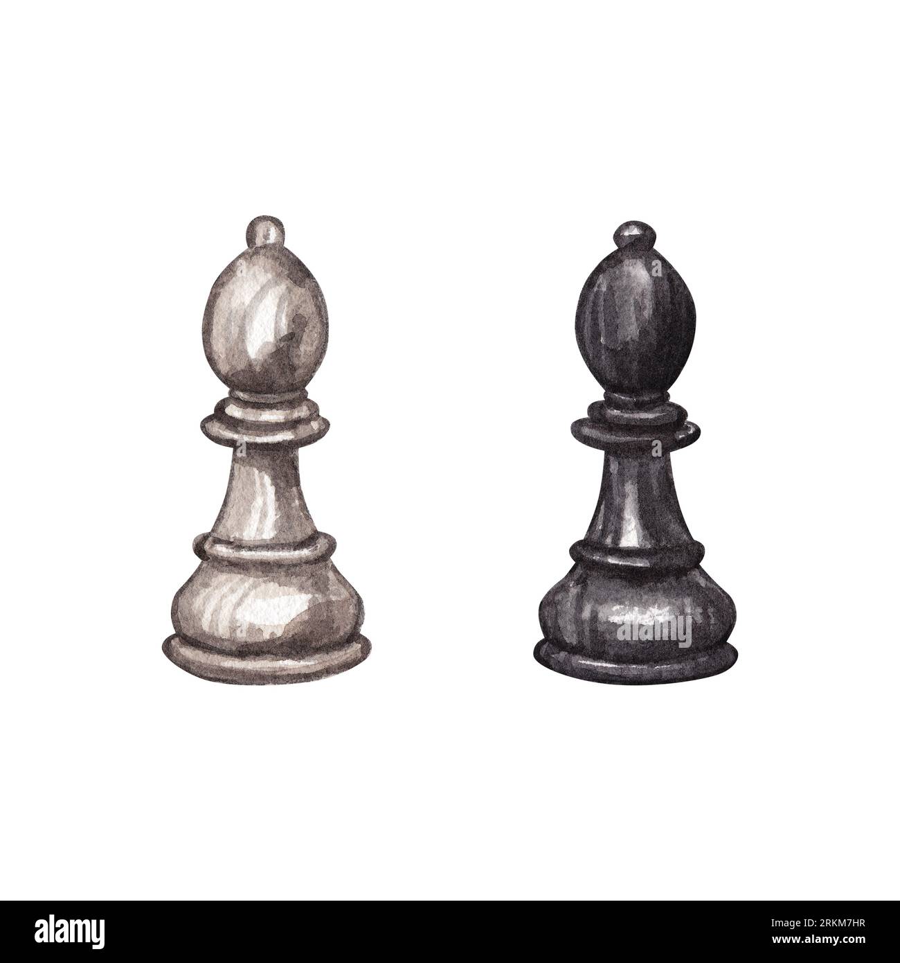 Queen and king chess pieces on white background Stock Photo - Alamy