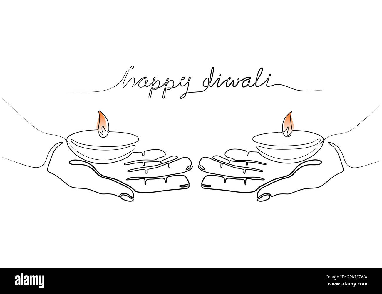 Continuous one line drawing hand holding burning candle. Dipavali of light  oil lamp lamps Diya Dia baked clay day. Happy Diwali minimal art. Vector il  Stock Vector Image \u0026 Art - Alamy, image size:1300x1000