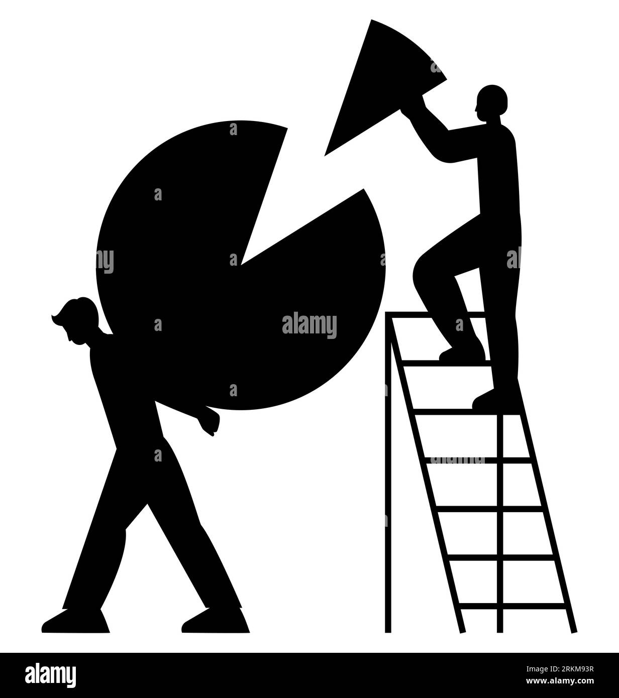 Black silhouette of colleagues with puzzle pieces, Teamwork, team building, and corporate problem-solving, brainstorming unique ideas and skills Stock Vector