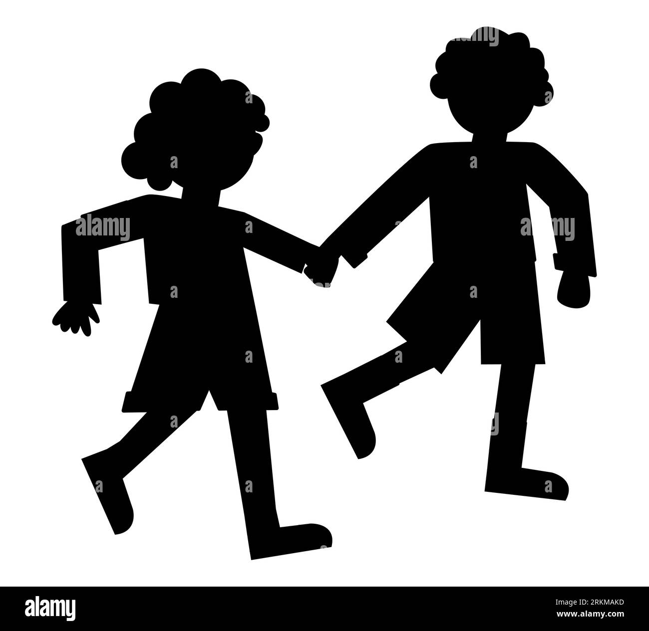 Vector cartoon stick figure drawing conceptual illustration of girl and boy  holding hands and walking together Stock Vector Image & Art - Alamy