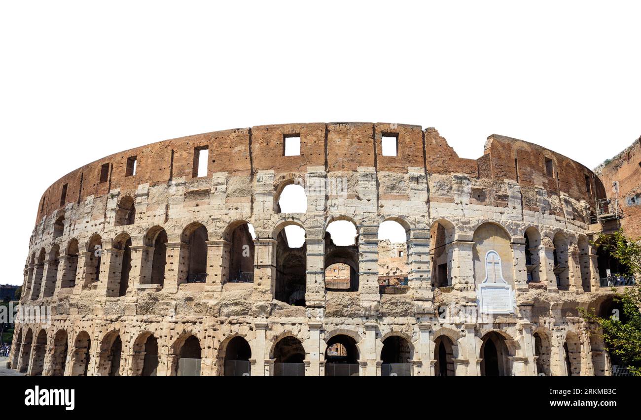 Colosseum isolated on white background, Rome Italy Stock Photo