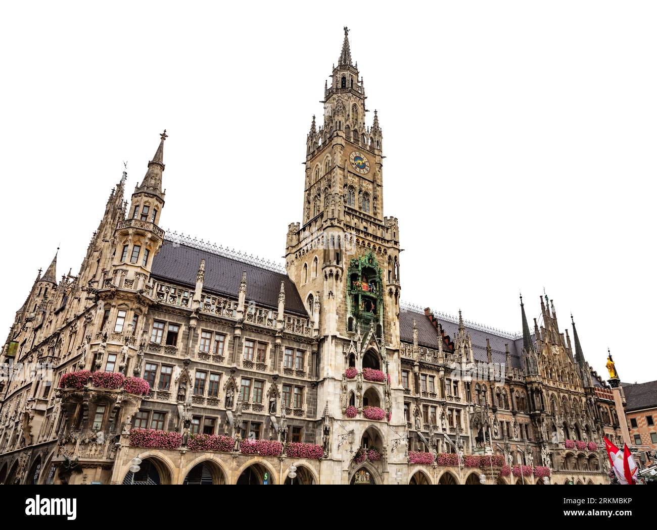 Munich, Germany. New Town hall at Marienplatz square isolated on white background Stock Photo