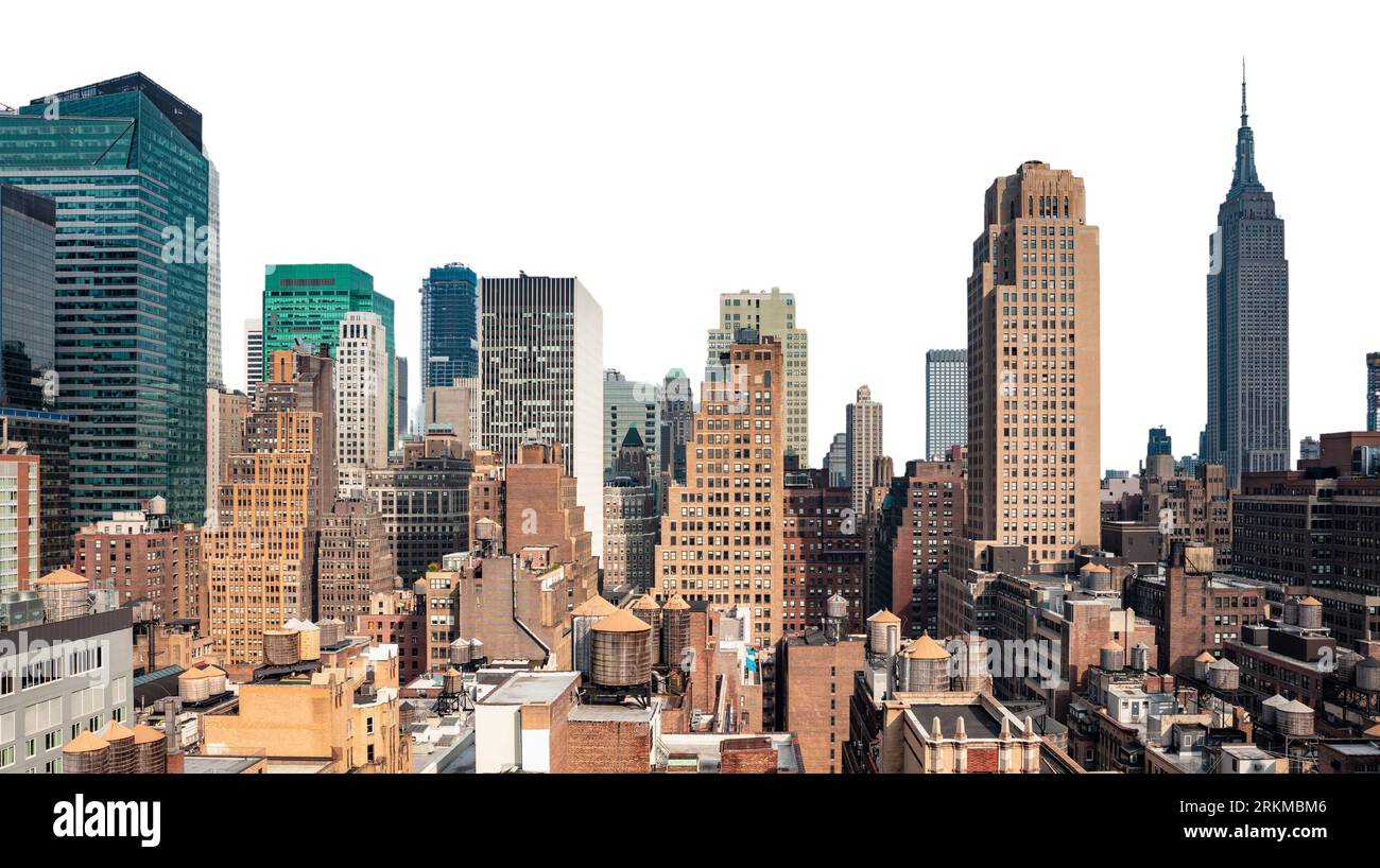 New York city skyline isolated at white background, United States Stock Photo
