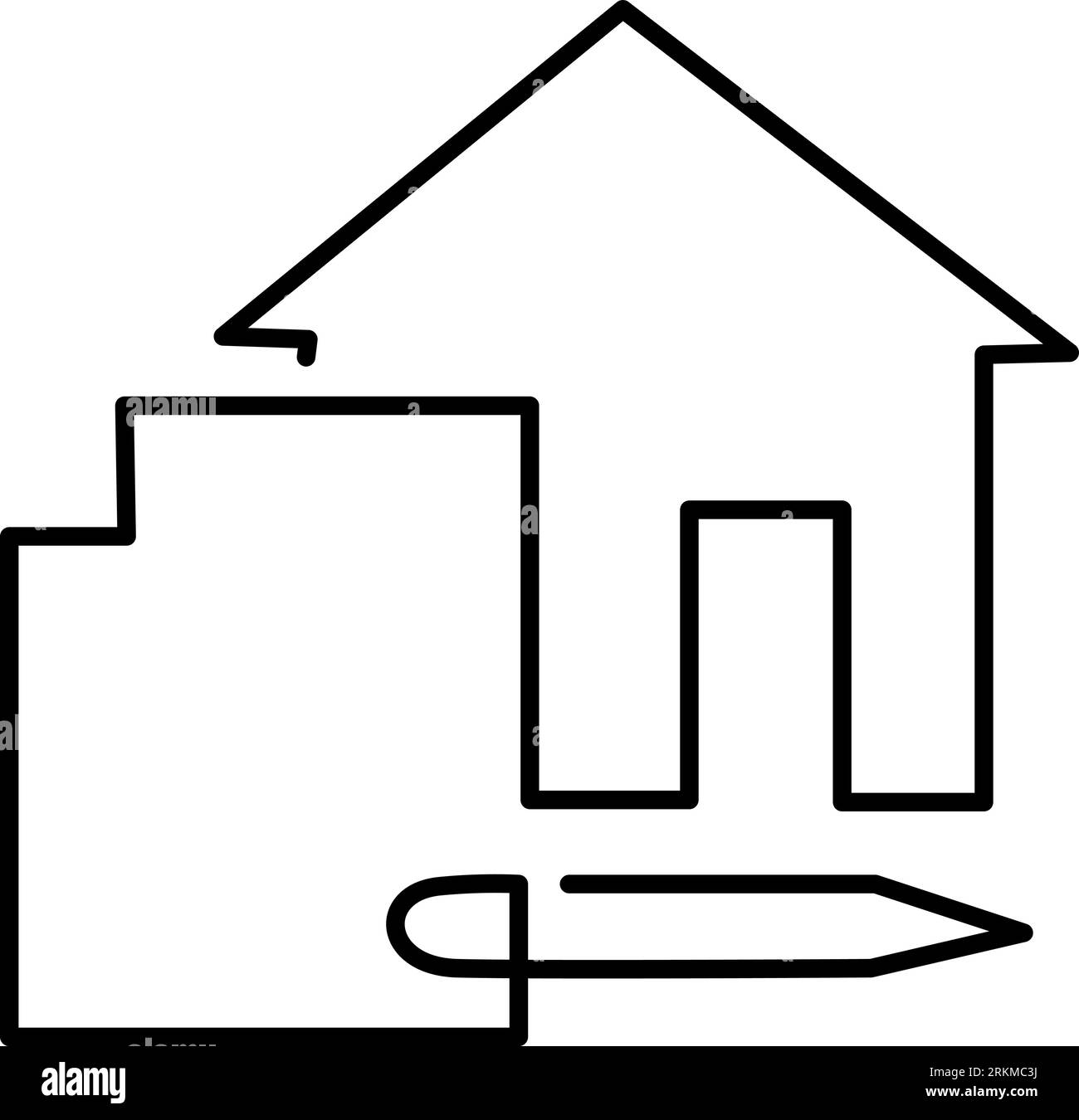 Renting or buying house real estate process contract, money, home. Continuous one line drawing