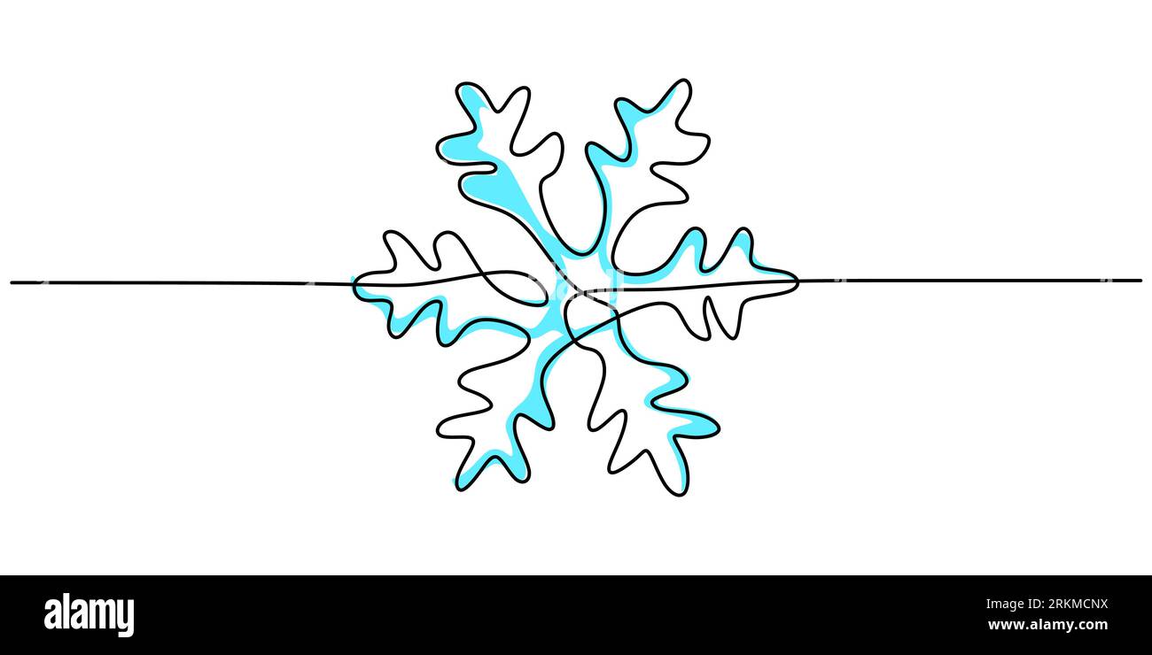 Continuous one single line of snowflake for christmas ornament ...