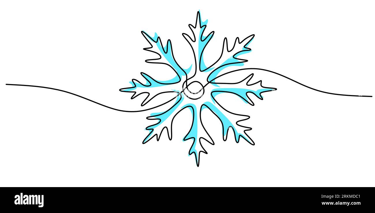 Continuous one single line of snowflake for christmas ornament ...