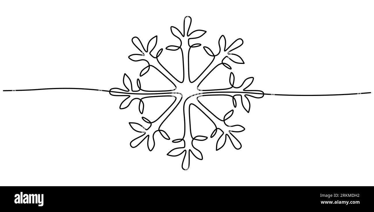 Continuous one single line of snowflake for christmas ornament isolated ...