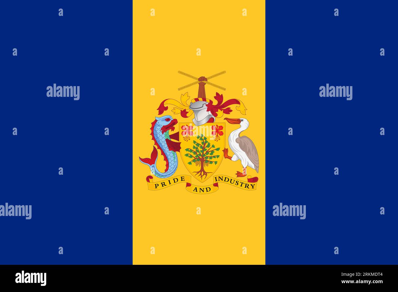 The Official Current Flag And Coat Of Arms Of Barbados State Flag Of