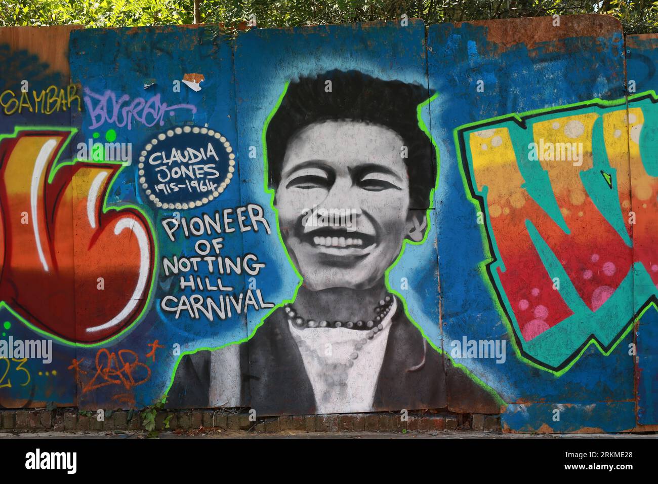 London, UK. 25 August 2023. Graffiti depicting Claudia Jones, journalist, activist, pioneer of
