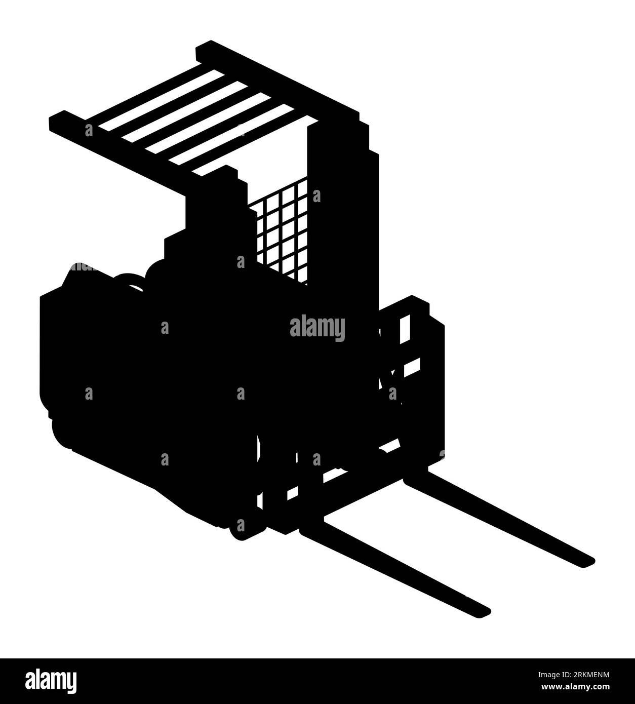 Black silhouette of a forklift construction truck vehicle, a fork lift ...