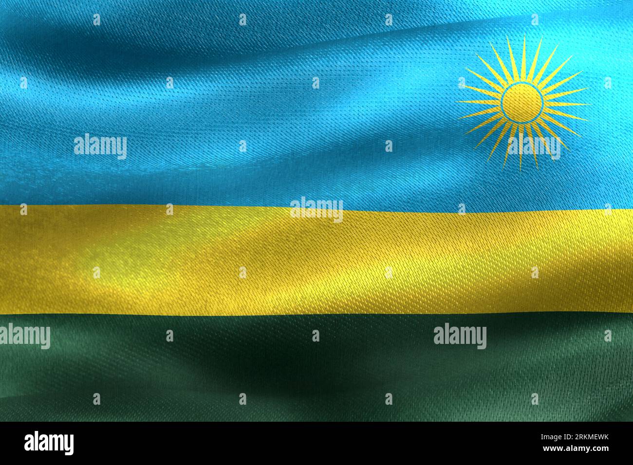 Rwanda Flag - Realistic Waving Fabric Flag Stock Photo - Alamy
