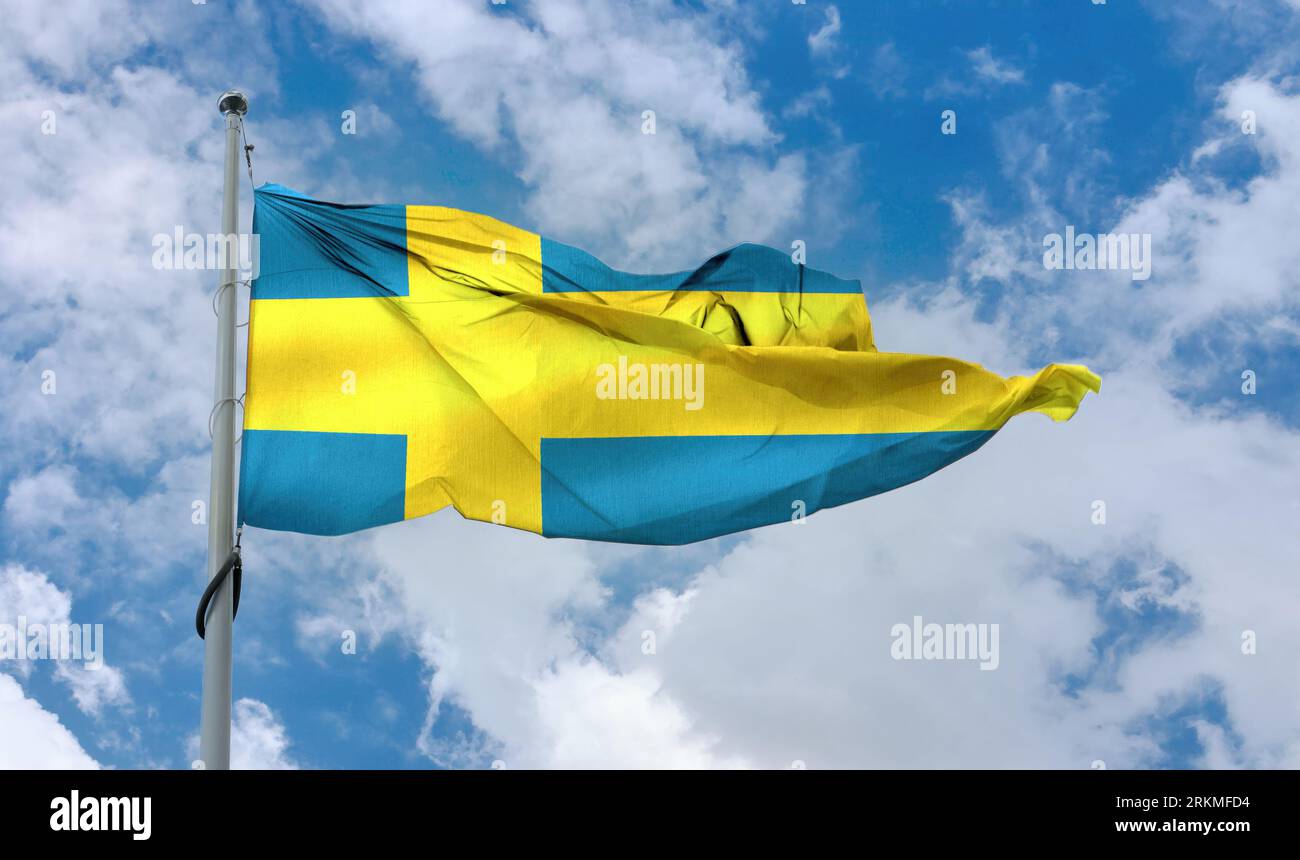 Sweden Flag - Realistic Waving Fabric Flag Stock Photo - Alamy