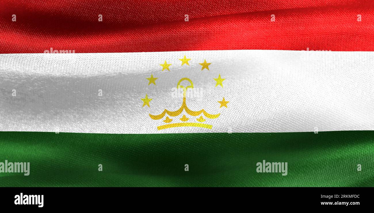 3D-Illustration Of A Tajikistan Flag - Realistic Waving Fabric Flag. Stock Photo