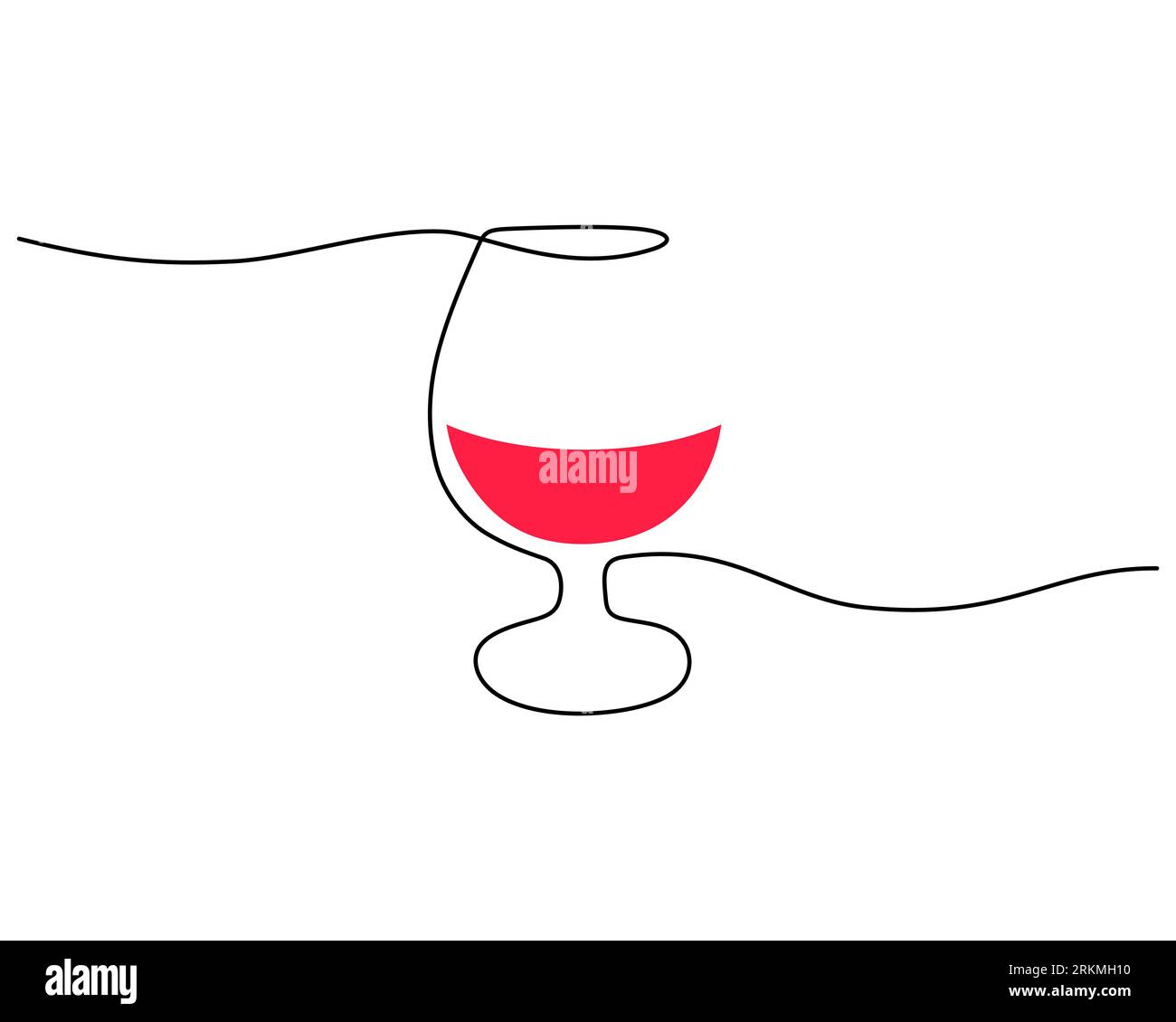 Continuous one single line of Snifter Glass isolated on white