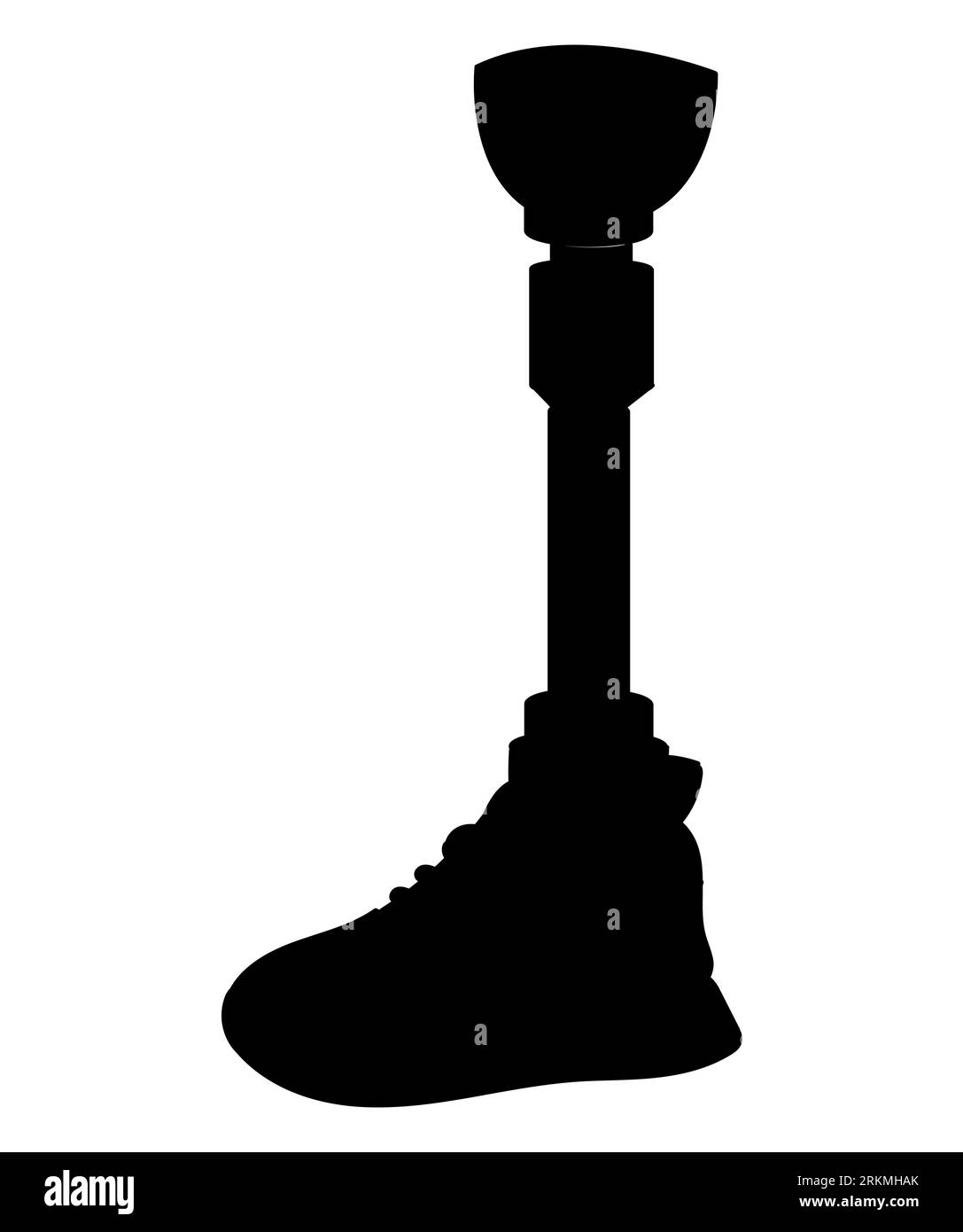 Black silhouette of a prosthetic leg, Human leg prostheses. Upper limb replacements with bionic sensors for comfortable living, vector isolated Stock Vector