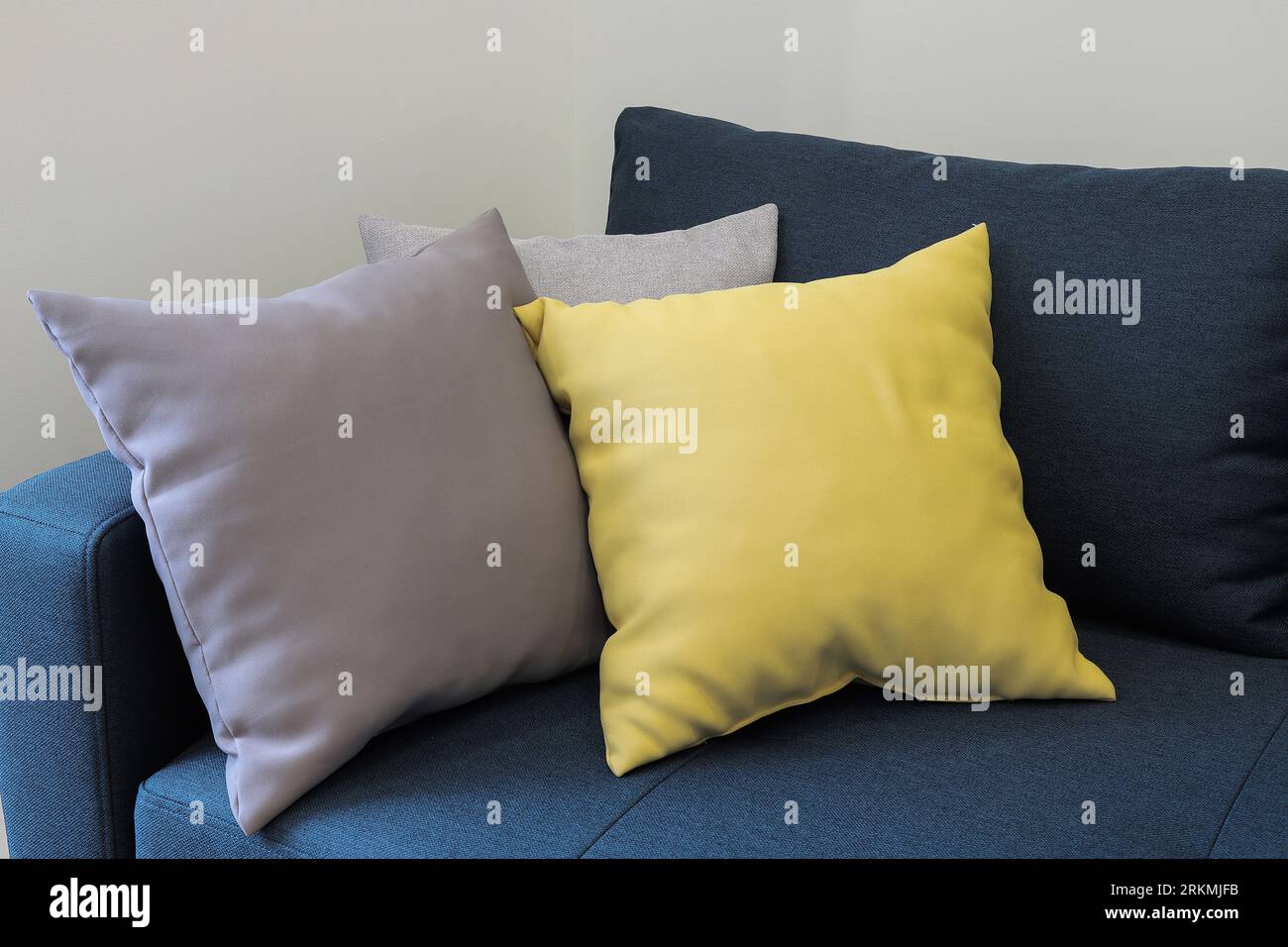 Two decorative pillows close-up on the couch Stock Photo