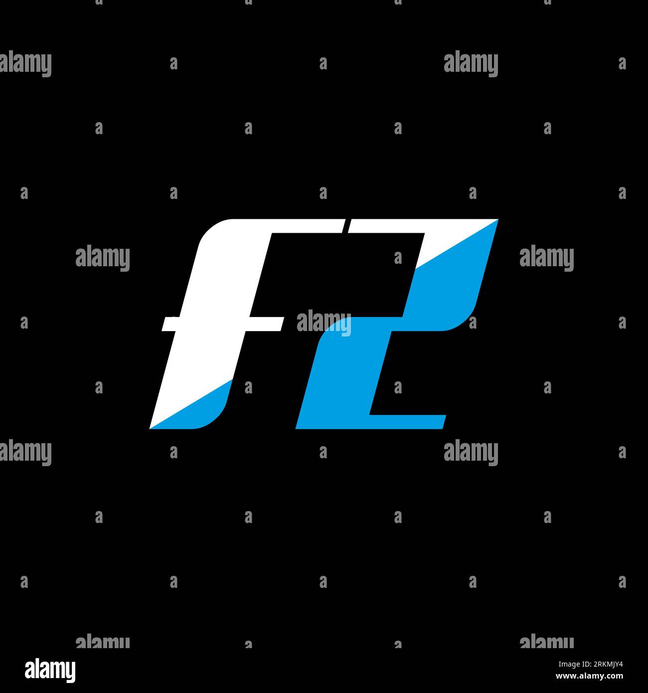 FZ letter logo design on black background. FZ creative initials letter logo concept. fz icon design. FZ white and blue letter icon design on black bac Stock Vector
