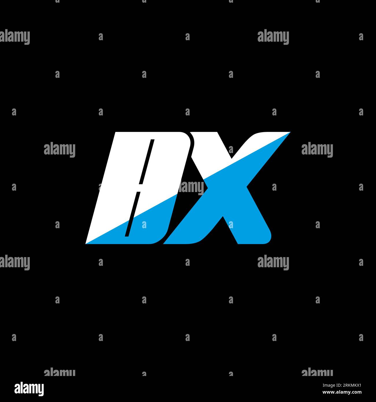 BX letter logo design on black background. BX creative initials letter logo concept. bx icon design. BX white and blue letter icon design on black bac Stock Vector