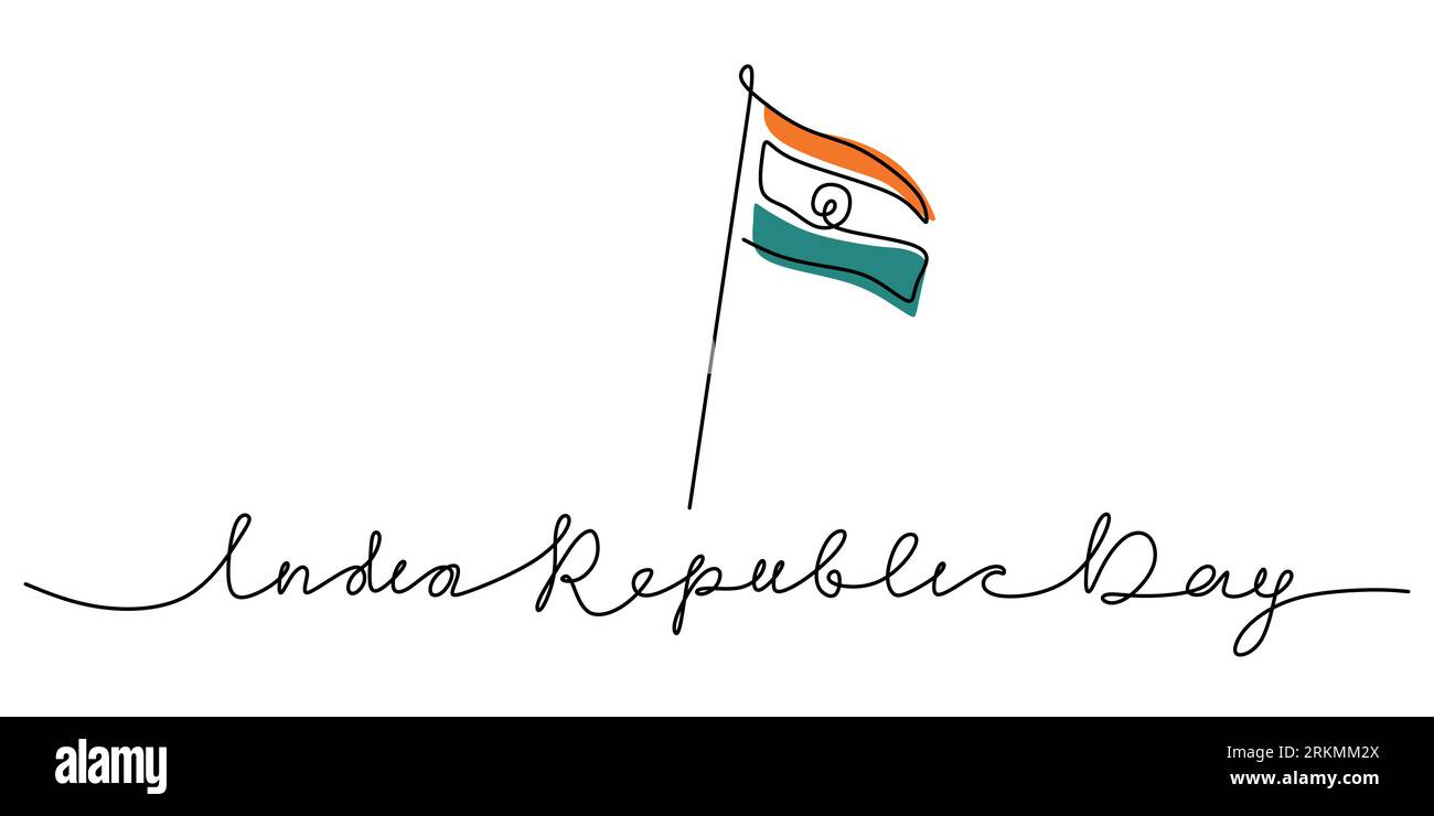 Continuous one single line of india flag for india republic day