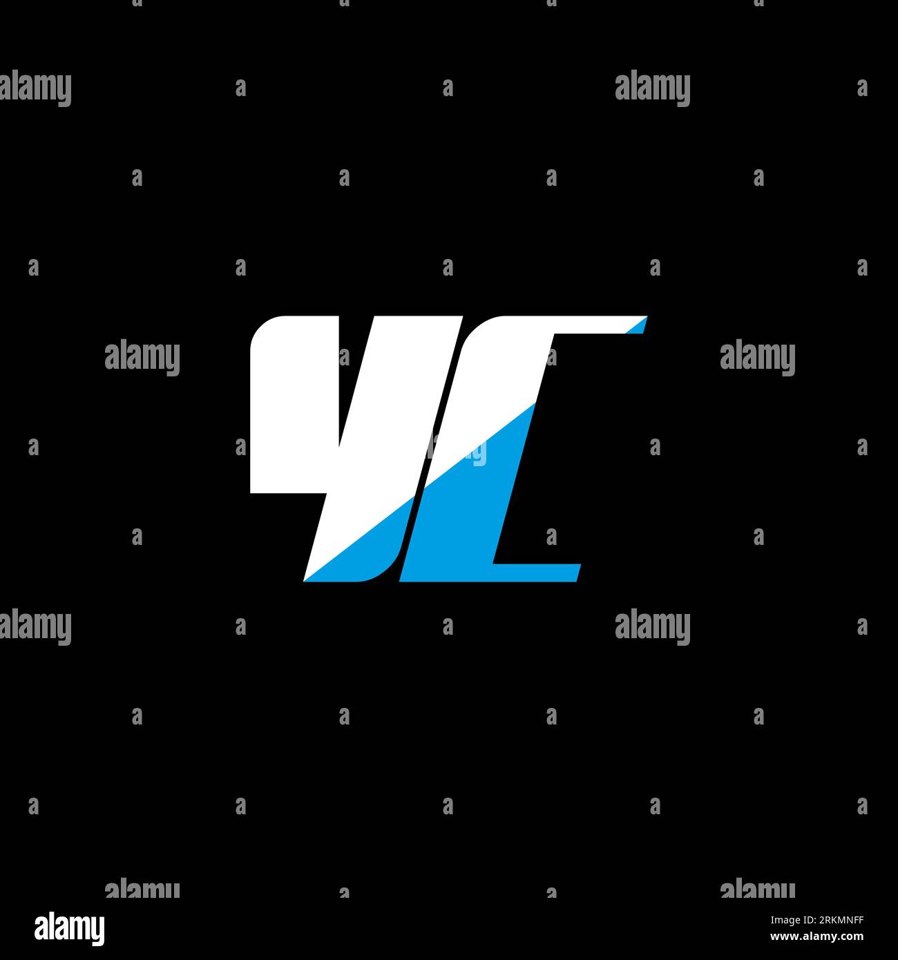 YC letter logo design on black background. YC creative initials letter logo concept. YC icon design. YC white and blue letter icon design on black bac Stock Vector