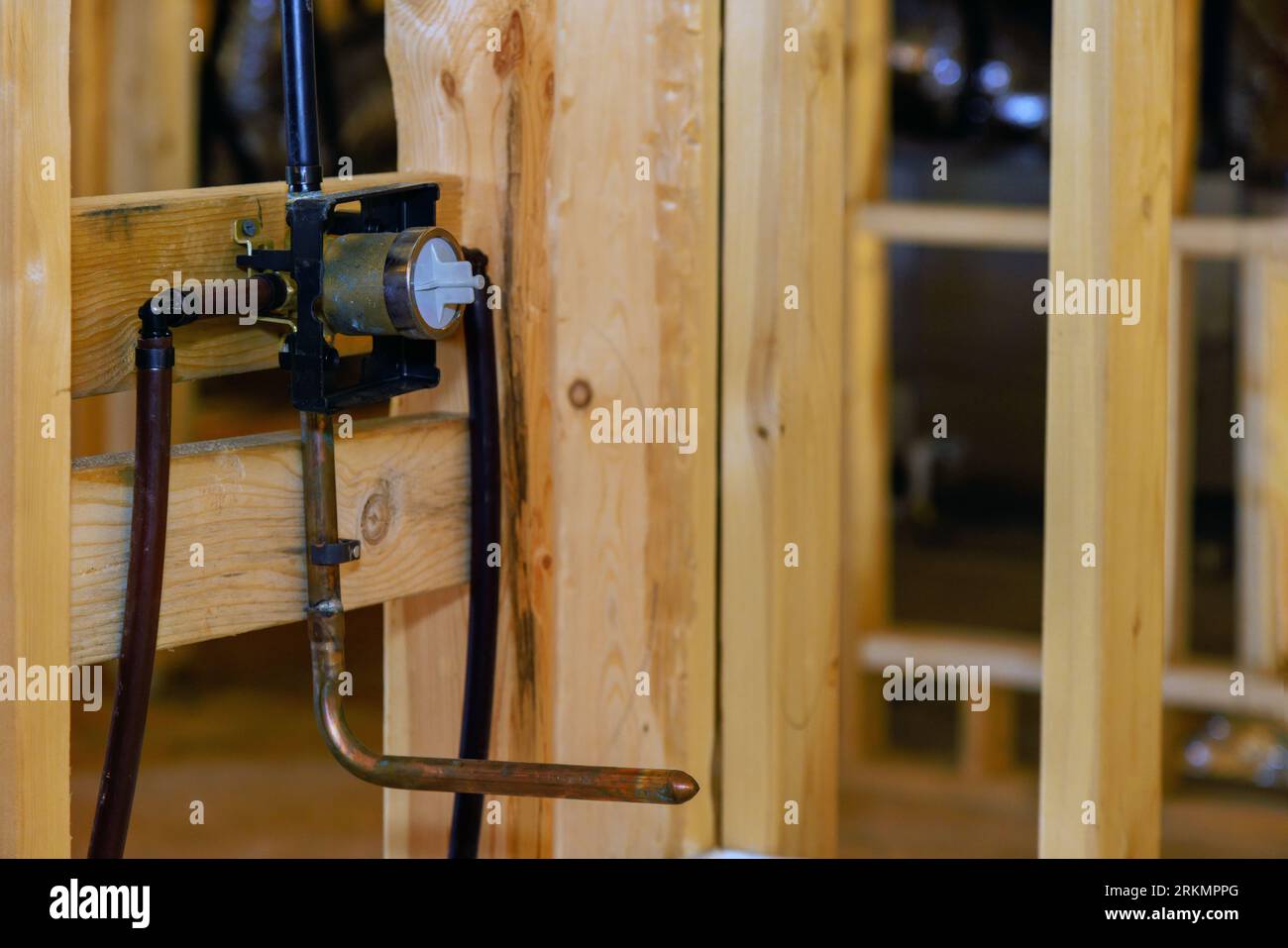 Bathroom under plumbing connecting pipe system of tub shower valve