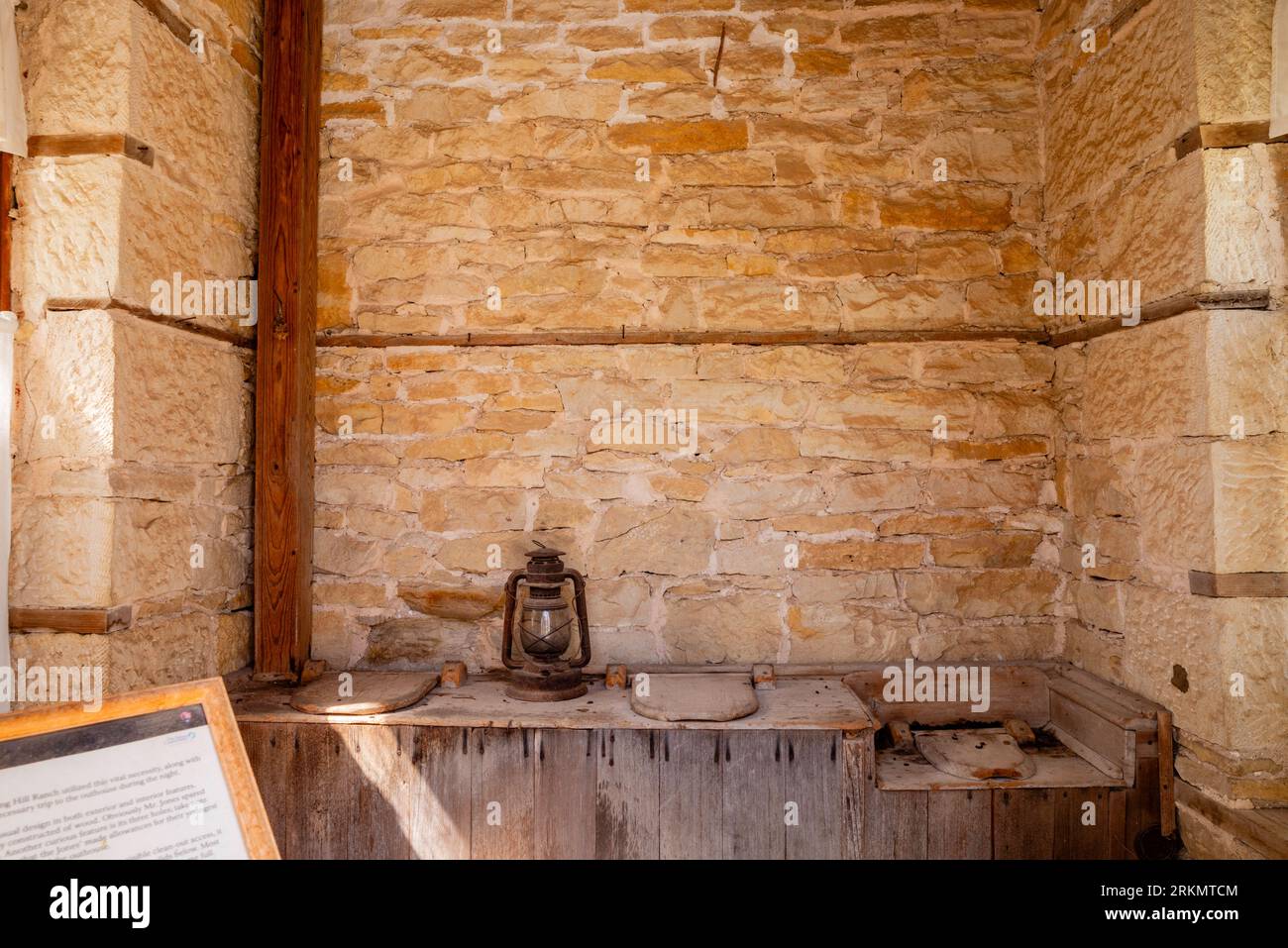 The preserved limestone outhouse at Tallgrass Prairie National Preserve