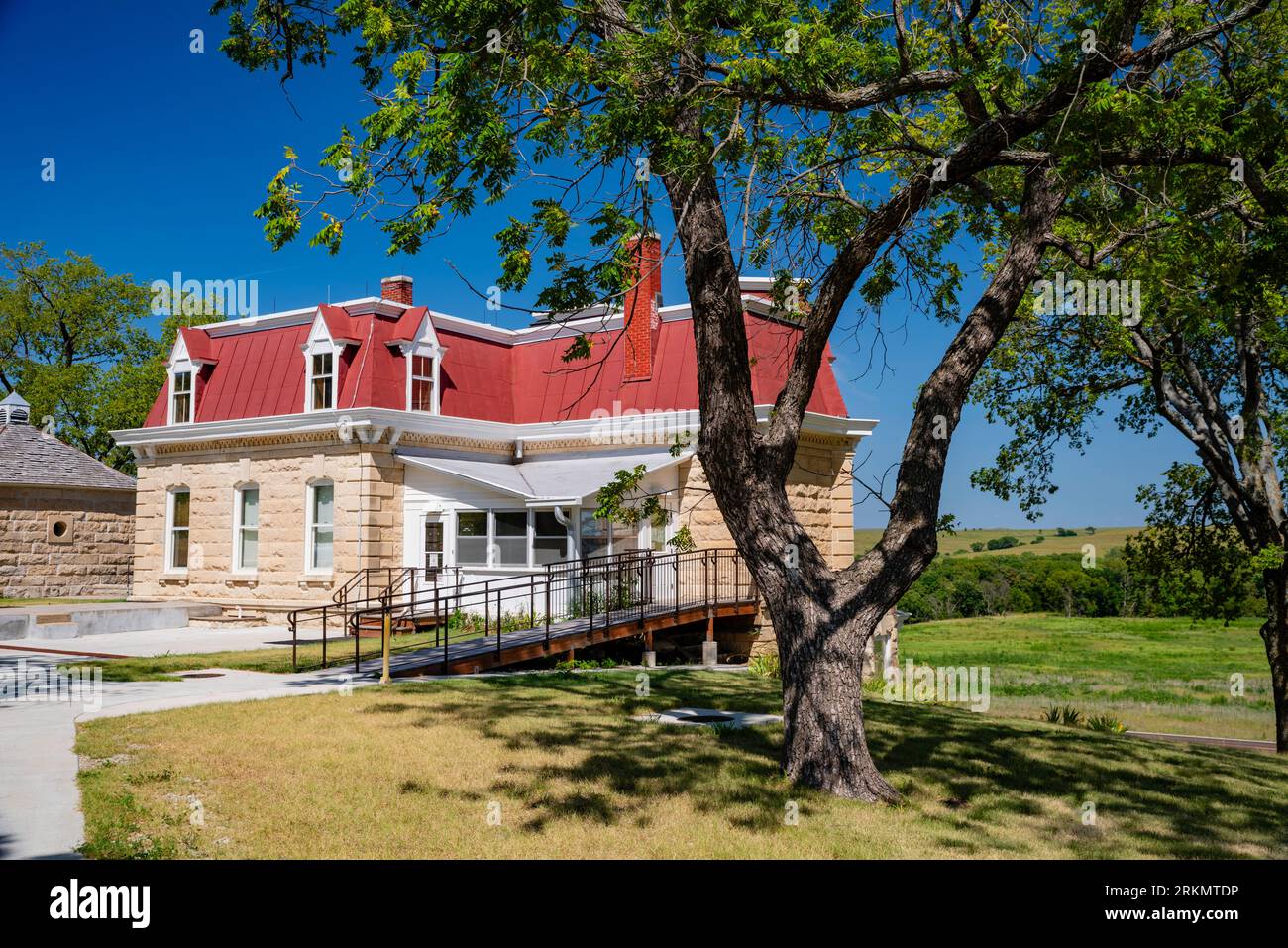 The preserved limestone ranch house at Tallgrass Prairie National