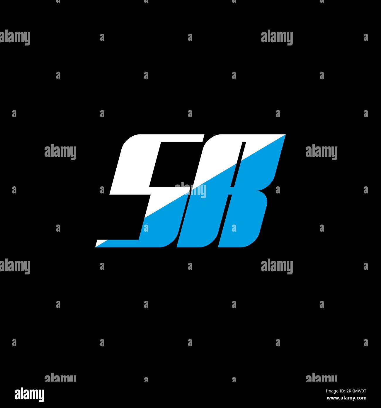 SR letter logo design on black background. SR creative initials letter logo concept. SR icon design. SR white and blue letter icon design on black bac Stock Vector