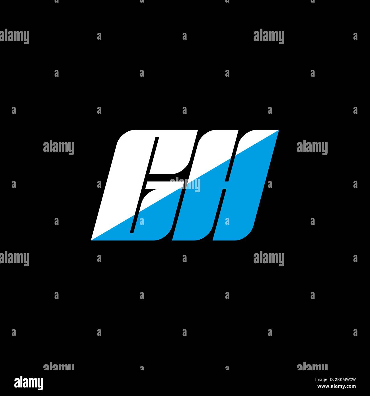 GH letter logo design on black background. GH creative initials letter logo concept. gh icon design. GH white and blue letter icon design on black bac Stock Vector