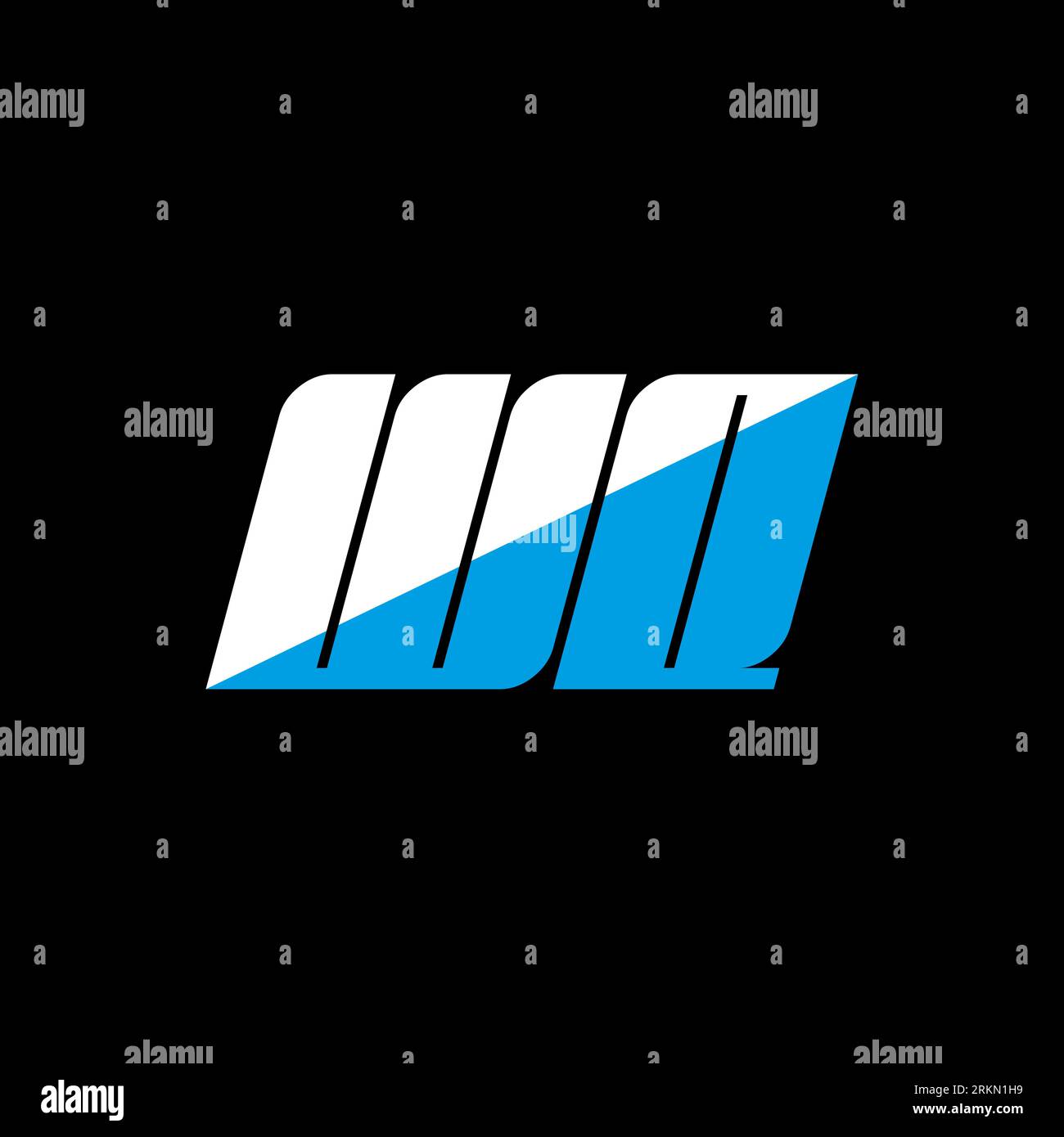 WQ letter logo design on black background. WQ creative initials letter logo concept. WQ icon design. WQ white and blue letter icon design on black bac Stock Vector