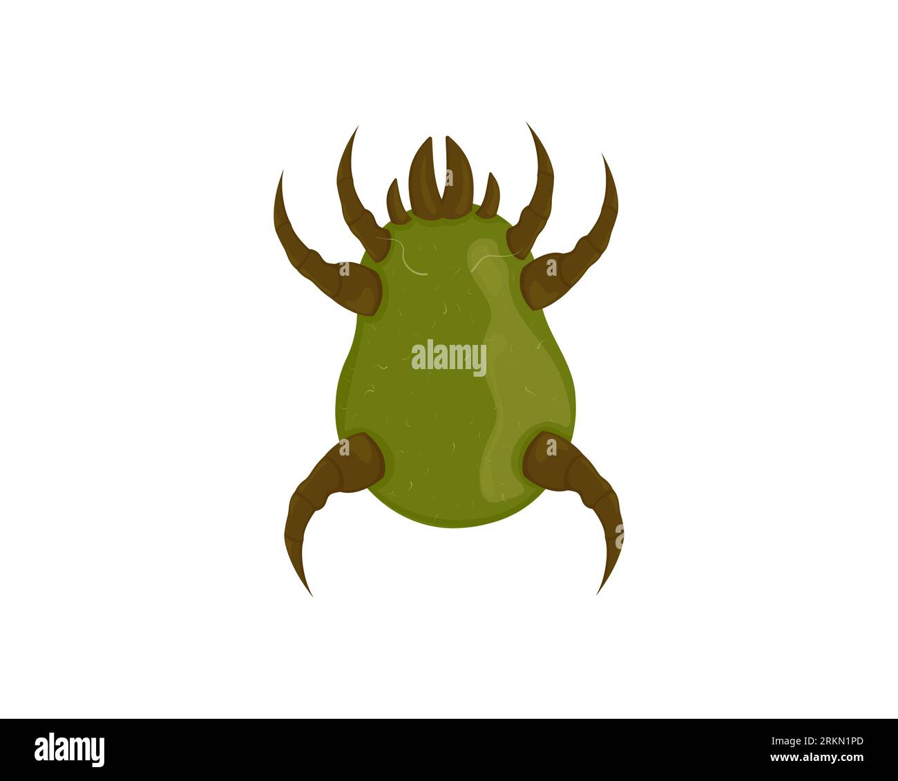 Green dust mite vector illustration. Microscopic dangerous insect Stock