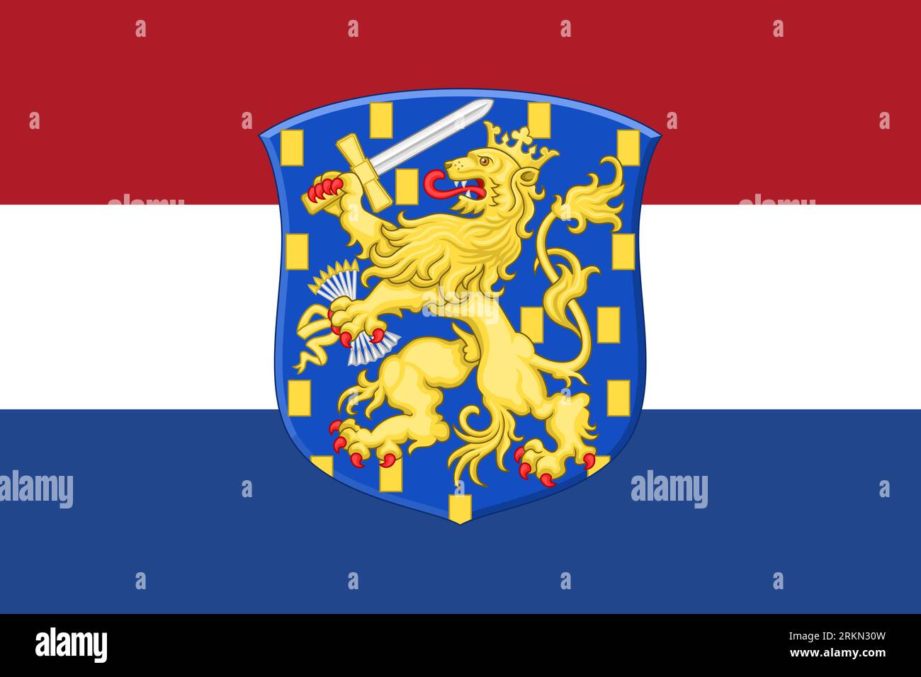 The official current flag and coat of arms of Caribbean Netherlands