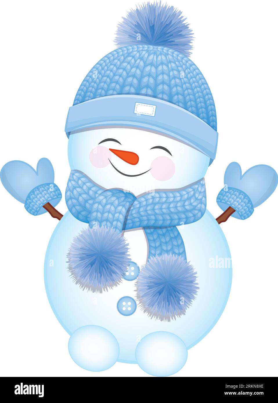 vector cute snowman in knitted hat, scarf and mittens stock vector