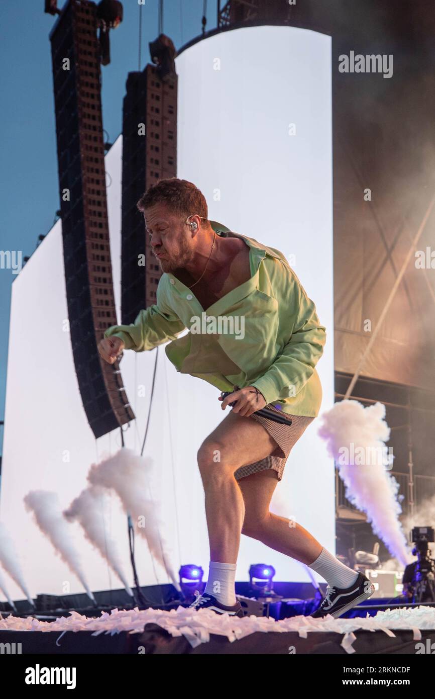 Leeds, UK. Friday 25 August 2023. Imagine Dragons performs at Leeds ...